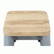 Tabourets hauts en acier galvanisé avec assise en bois Bistro (lot de 4) | Bolero - GM638_1