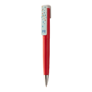 Stylo à bille twist en plastique - large clip pour impression - encre bleue - couleur rouge_1