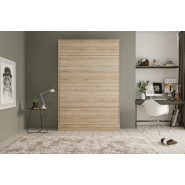 Armoire lit escamotable BERMUDES - chêne - 140x200 cm - ouverture assistée et sommier à lattes_1