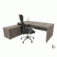 Bureau monochrome TAK avec rangement intégré - Mobel Linea - 225, Gauche, Chêne grisé_2