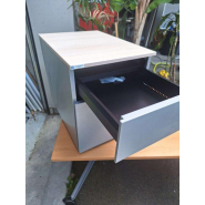 Caisson de bureau 2 tiroirs gris - Steelcase d'occasion - avec clé fournie et structure en bois_1