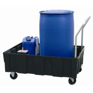Chariot en rétention - transport de liquides polluants en fûts 30L à 220L ou bidons - acier galvanisé ou polyéthylène_1