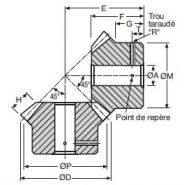 Engrenage conique - Acier 60C40 - Rapport 1:1 - Module 0,80 - HPC_1