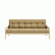 Canapé convertible futon Grab - Pin massif naturel - Coloris beige blé - Couchage 130 x 190 cm_1