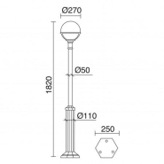 Pôle classique clic-clac globo noir - IP43 - E27 - 42W - Hauteur 1820mm - Marque DOPO_1