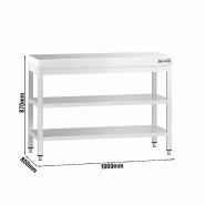 Table Inox de travail Premium avec Dosseret et 2 Étagères - Profondeur 800 mm - 1000_1