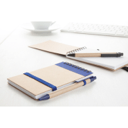 Bloc-notes - 70 pages lignées en carton recyclé avec stylo assorti - Couleur bleue_1