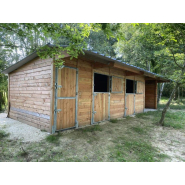 Box avec Abri et Sellerie - BOX017 - Module 2 Boxes en Bois Douglas avec Toiture Bac Acier_1