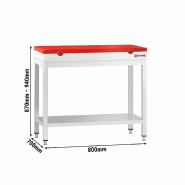 Table inox de découpe avec plan rouge - Profondeur 700 mm | Ggm - 800_1