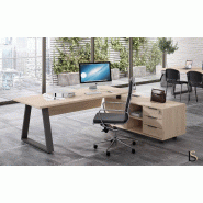 Bureau avec meuble d'angle Pyramid - 210, Droite, Chêne clair_0