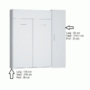 Armoire Lit Dynamo Blanc Mat - Couchage 140 x 200 cm avec Colonne de Rangement_1