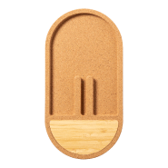 Chargeur sans fil de bureau - organisateur en liège naturel avec support téléphone intégré - 10W_1