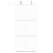 Vidaxl porte coulissante blanc 90x205 cm verre trempé aluminium 155217_1