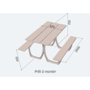 Table de pique-nique 2000 x 1310 x 720 mm - piétement décalé PMR - modèle SÉVILLE - bois exotique et fonte d'acier_1