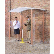 Abri fumeur mural - structure bois et acier - parois plexiglas - 2m de largeur_1