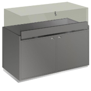 Comptoir T03 vitrine 4 Faces et MDF naturel+gris alu - 120x60x93cm_1