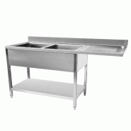 Plonge spéciale pour lave vaisselle 2 bacs, 1600x600 égouttoir Droite_1