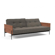 Canapé-lit Innovation Living Splitback Lauge - Convertible 115x210 cm - Tissu Flashtex Dark Grey - Accoudoirs Noyer_1