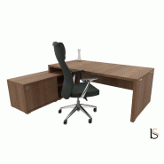 Bureau monochrome TAK avec rangement intégré - Mobel Linea - 185, Acacia foncé, Gauche_2