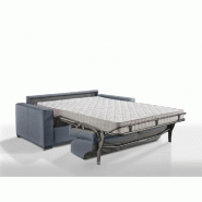 Canapé convertible express premium 120 cm - sommier à lattes Renatonisi - matelas Bultex - tweed bleu_1