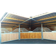 Box ouverture intégrale poteaux métal - BOXINT026 - LCI Cheval - Avancée de 3,00 m - Bois Douglas 48 mm - Hauteur 2,30 à 2,80 m_1