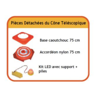 Cône de chantier temporaire pliable en nylon - K5a - 750 mm avec bandes classe 2 et kit LED_1