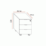 Caisson mobile 3 tiroirs Pigreco - MARTEX. - 3 tiroirs, Noyer naturel_1