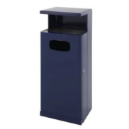 Corbeille extérieure avec auvent - Poubelle-cendrier en aluminium thermolaqué - Liner 30x30 cm - Hauteur 59 cm - Anthracite/Bleu_1