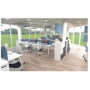 Cs-a - Bureau open space 4 personnes - Kollori - Sobre et design avec piétement A et plateau coulissant_1