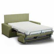 Canapé lit Normandie CanapExpress - Lattes, matelas memory 22 cm, tête de lit intégrée, tweed vert, 3 places convertible_1