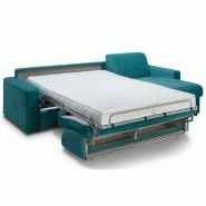 Canapé d'angle convertible Night Edition - Velours bleu paon - Couchage express 140 cm avec matelas Excellence Literie 14 cm_1