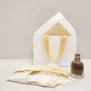 Sac luxe blanc mat poignées ruban or 24x8x18cm - par 12_1