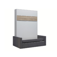 ARMOIRE LIT ESCAMOTABLE DJUKE SOFA BLANC BANDEAU CHÊNE CANAPÉ GRIS 140*200 CM_1