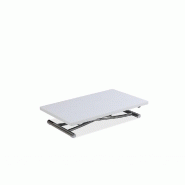 Table basse relevable extensible Trendy - mélaminé chêne blanc avec pied chromé - 110 x 70/140 cm_1