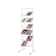 Présentoir revues A4 double - 6 niveaux - 54,5x178cm - couleur blanc - acier_1