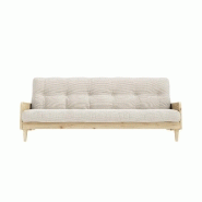 CANAPÉ 3 PLACES CONVERTIBLE INDIE STYLE SCANDINAVE FUTON IVOIRE COUCHAGE 130*190 CM._1