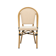 Chaise de terrasse économique, design et légère - Lazare textilène bleu et blanc - aluminium couleur rotin_1