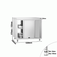 Meuble bas inox central traversant passe-plat P 700 mm - 1000_1