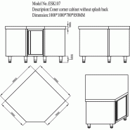 Meuble d'angle inox bas central P 700 mm_1