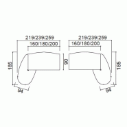 Bureau de direction X time Ring avec convivialité en verre - Quadrifoglio - 219, Noyer canaletto, Droite_1