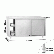 Meuble bas inox central traversant passe-plat P 600 mm - 1600_1