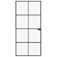 Vidaxl porte d'intérieur noir 93x201,5 cm trempé verre aluminium fin 153664_1