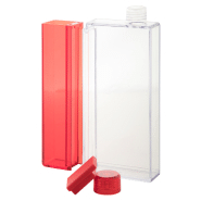 Gourde rectangulaire en plastique transparent - réservoir amovible - capacité 320 ml / 125 ml - couleur rouge_1