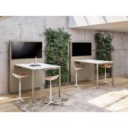 Table connectée haute Kelso - fixation murale - hauteur 105 cm - bois mélaminé - fabriquée en Italie_1