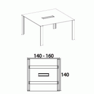 Table de réunion X7 avec plateau laqué - Officity - 140, Chromé, Blanc gris RAL 9002_1