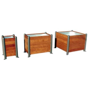 Jardinière La Capelle - 100 x 100 x 78 cm - 370L avec cuvette extractible et drainage - acier galvanisé_1