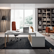 Bureau de manager X4 avec crédence - Quadrifoglio - 224, Blanc, Blanc, Sans caisson_1