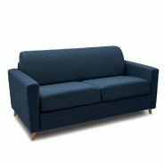 Canapé convertible VIRGOLA - Système express - Matelas 16 cm - Sommier à lattes - Tissu tweed bleu - Couchage 120x197 cm_1