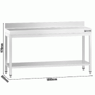Table Inox de Travail Premium avec Dosseret et Etagère - Profondeur 800 - 1800_1