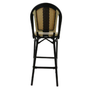 Chaise de bar d'extérieur Andorre assise/dossier tressés beige/noir/ivoire_1